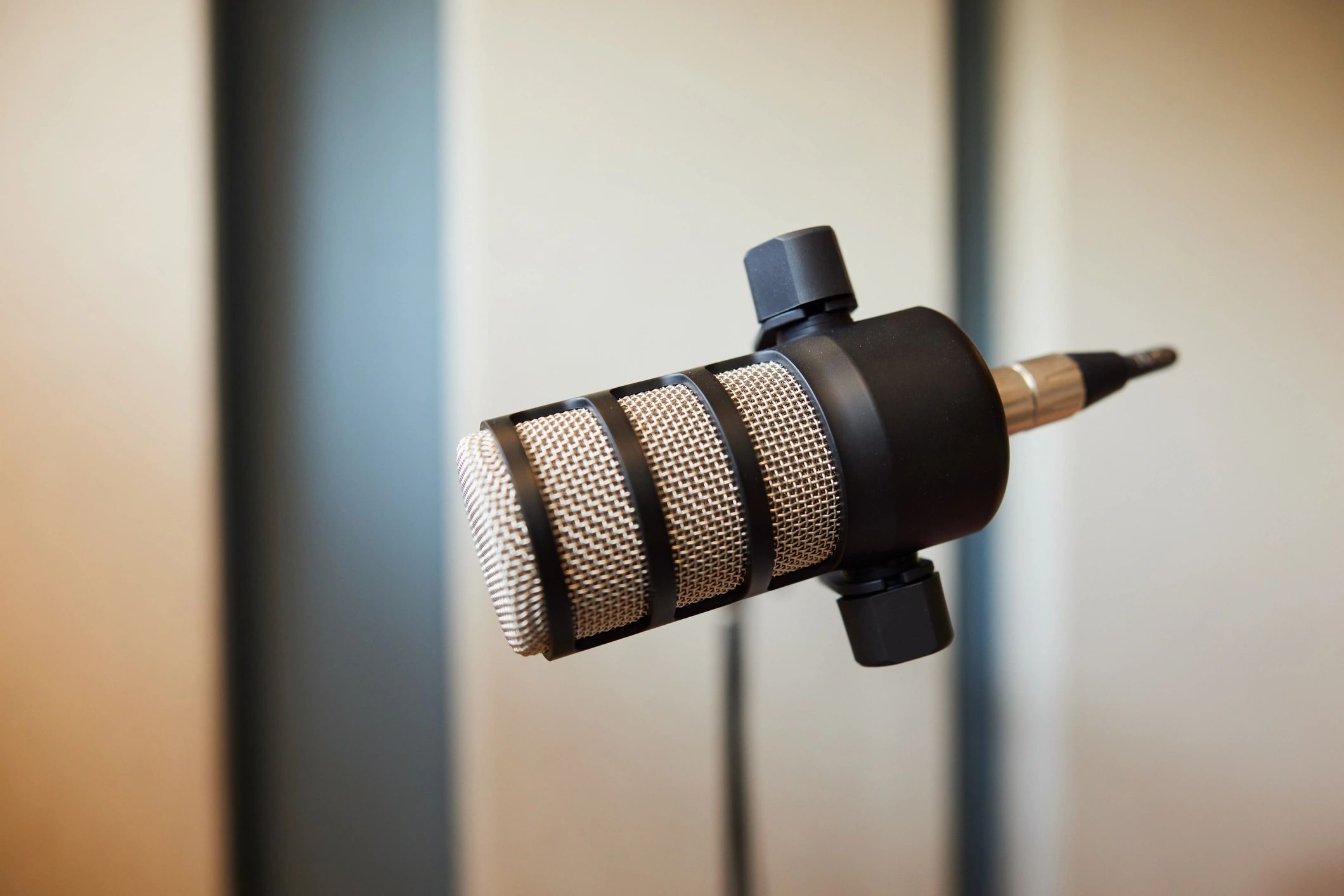Close-up microphone in recording studio representing interviews